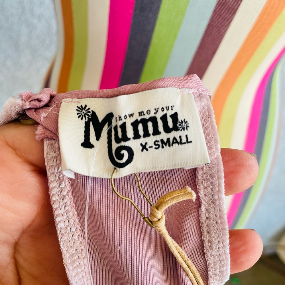 SOLD: NWT Show Me Your MuMu -Gomez Pink Velvet Dress 0139- size XS V - Picture 7 of 7
